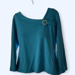 Blue Asymmetrical Women's Top with rhinestone detail M